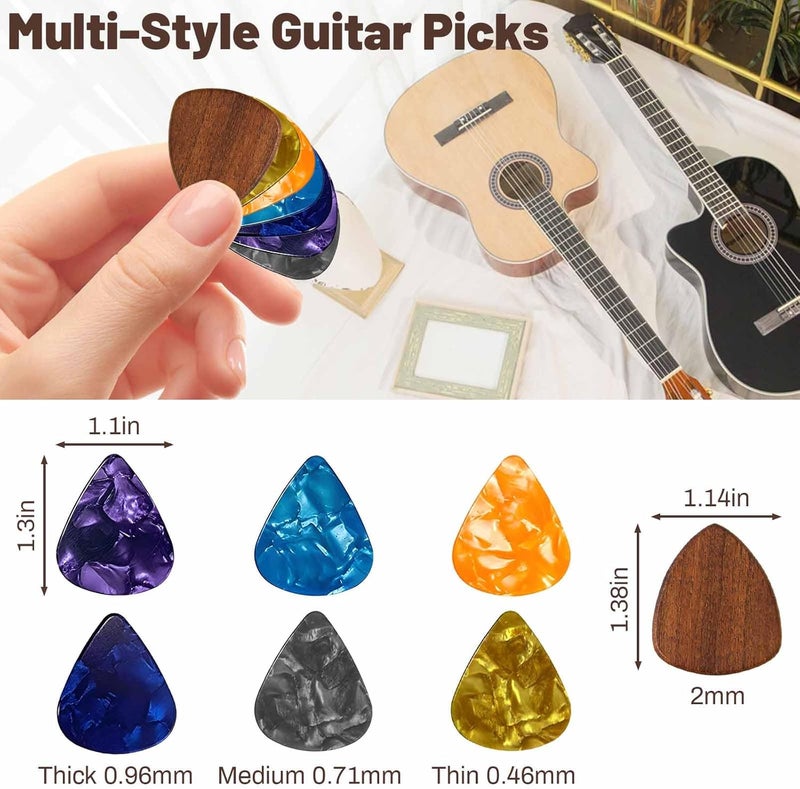 Eclatbox Wooden Guitar Pick Holder with Guitar Picks Guitar Pick Display Holder Guitar Keychain Home Decor Gifts for Christmas Birthday Valentines Anniversary - Image 3